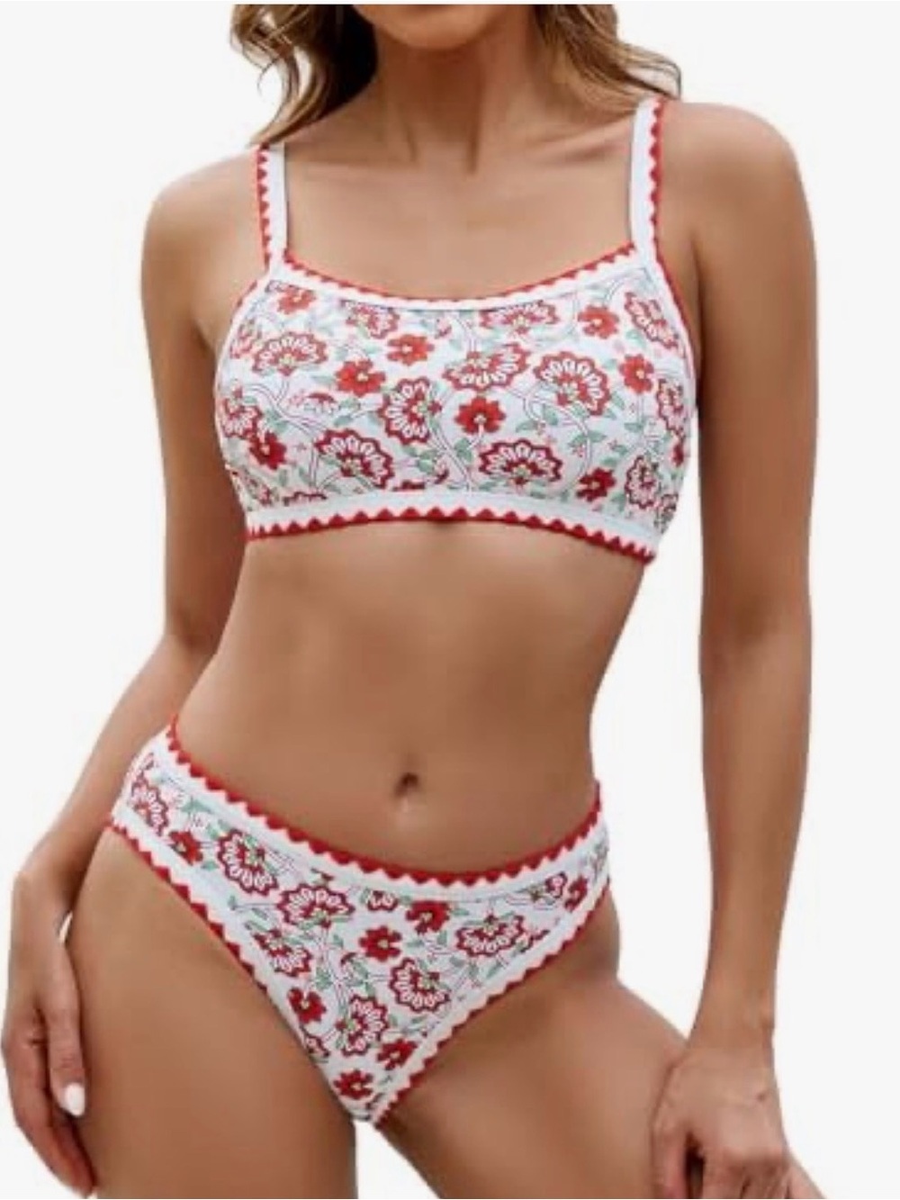 Two-Piece Bohemian-Style Embroidered Bikini Set HighWaisted Size Small Beach